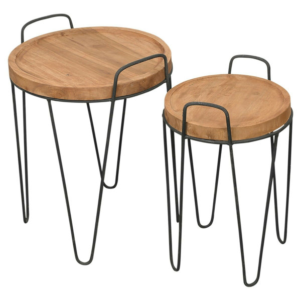 Williston 2Pc Solid Teak Round Nesting Side Tables Wayfair.co.uk